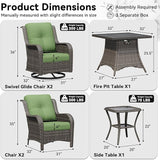6 Pieces Outdoor Wicker Patio Furniture Set with Fire Pit Table, Patio Chair Set with Thickened Olefin Cushions - Photo 2