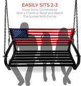 Backyard Expressions Patio · Home · Garden 908353-NM Outdoor Porch Metal American Flag Patio Swing-Red - Photo 3