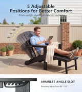 PASAMIC Folding Adirondack Chairs Set of 2 with Retractable Ottoman, 5-Position Adjustable Backrest - Photo 3