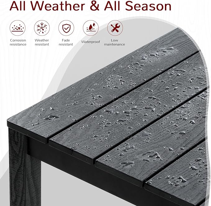 Stoog 7 Pieces Patio Dining Sets, All-Weather HIPS Material & Aluminum Frame Dining Table with 2" Umbrella Hole - Photo 3