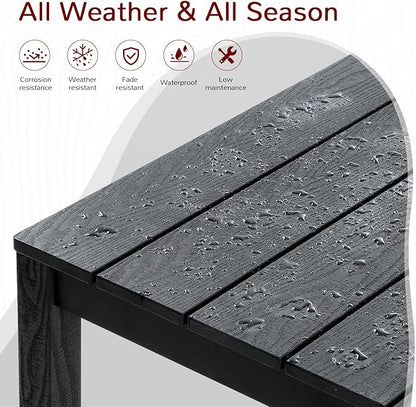 Stoog 7 Pieces Patio Dining Sets, All-Weather HIPS Material & Aluminum Frame Dining Table with 2" Umbrella Hole, Outdoor Dining Table Set for 6, Never Rot or Fade, Black