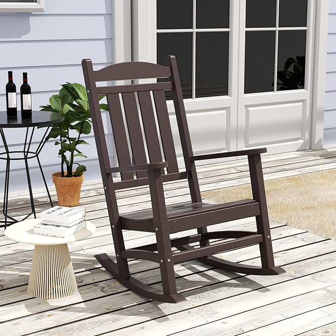 WestinTrends Malibu 3-Piece Set Outdoor/Patio Rocking Chairs (2 Seater), Dark Brown