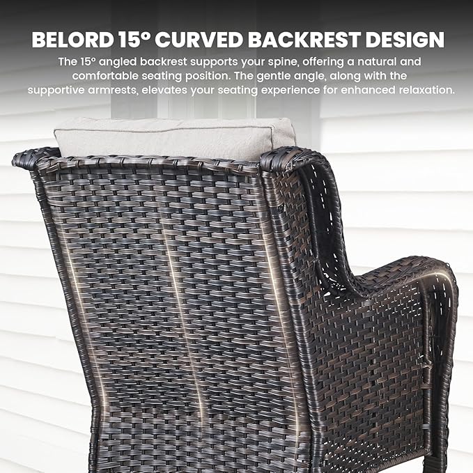 Belord Patio Wicker Sofa Set 6 Pieces Patio Furniture Set Outdoor Couch, 2 Patio Wicker Chairs with 1 Sofa - Photo 5