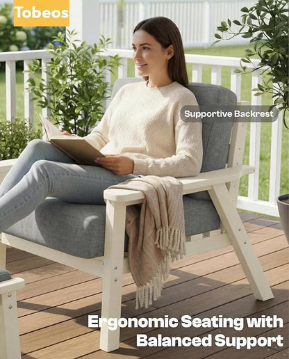 HDPE 5 Piece Patio Furniture Set, Outdoor Couch with Washable Thick Gray Cushions & Coffee Table & Side Table, Outdoor Sectional Furniture for Backyard, Deck, Lawn, Porch (White Frame)