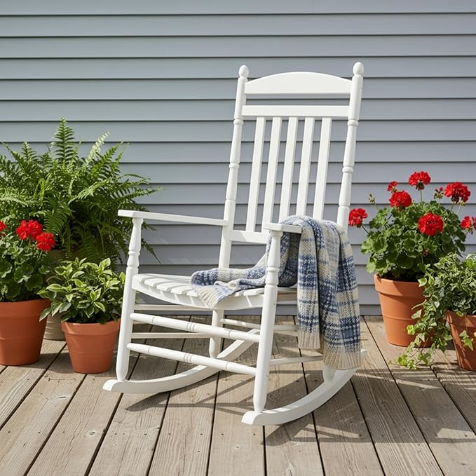 Shine Company Rhode Island Wooden Traditional Rocking Chair, White