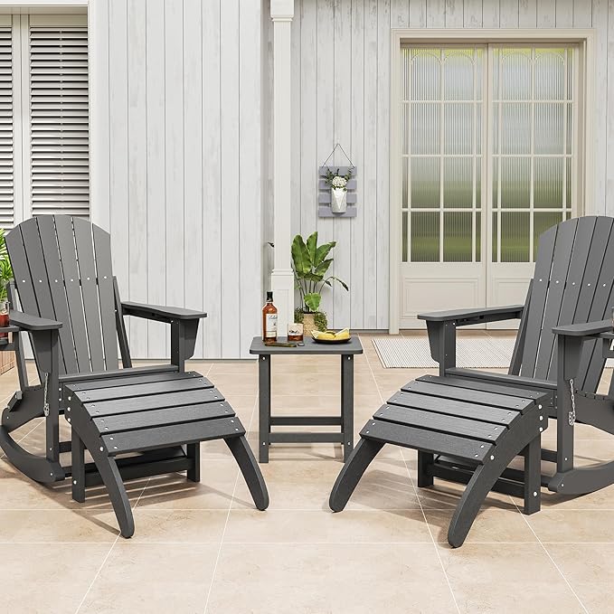 GarveeLife Ottoman for Adirondack Chair, HDPE Adirondack Ottoman Footrest, Weather Resistance Outdoor Footstool for Outside Porch Pool Lawn Backyard