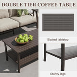 RoyalCraft Outdoor Coffee Table, Water-Resistant Metal Patio Coffee Table - Photo 3