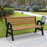 Metal Garden Bench with Backrest and Armrests, Weatherproof Outdoor Seating, Load Capacity 1100lbs for Garden, Porch - Photo 2