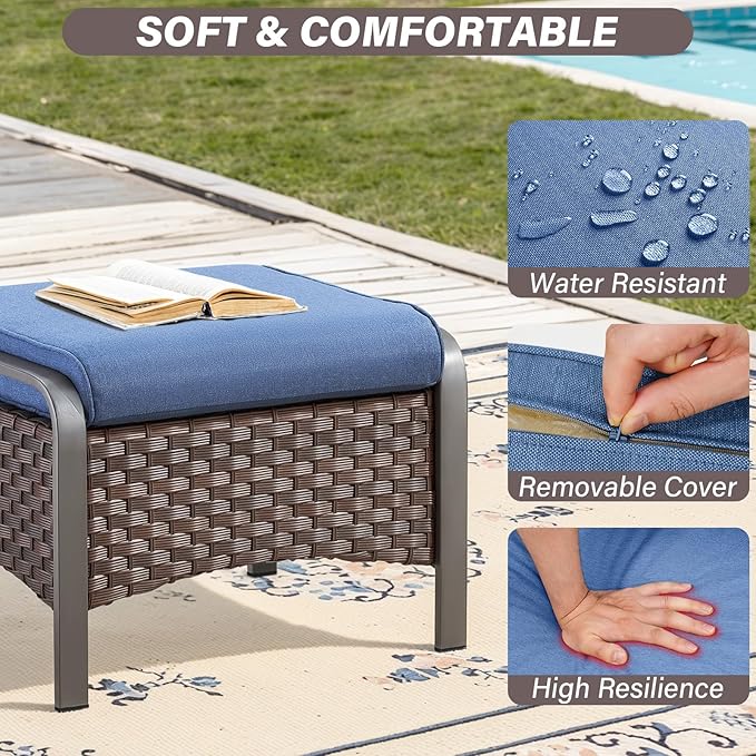 Belord 4 Pieces Patio Furniture Sets - Swivel Rocker Outdoor Chairs with Ottomans - Photo 9
