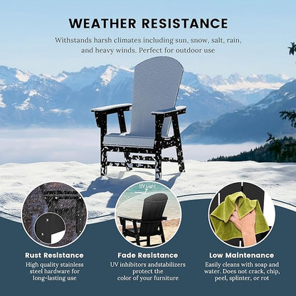 WO WESTIN OUTDOOR HDPE Laguna Adirondack Casual Patio Dining Chair,Black
