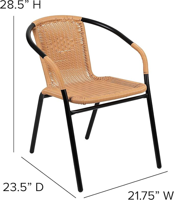 EMMA + OLIVER Set of 2 Modern Rattan Indoor/Outdoor Stack Chairs - Photo 1