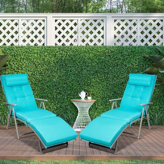 Tangkula 2 PCS Outdoor Folding Chaise Lounge Chair, Lightweight Recliner Chair w/ 7 Adjustable Backrest Positions - Photo 2