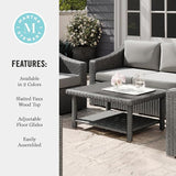 Martha Stewart Bedford Indoor-Outdoor Patio Coffee Table with Lower Shelf, Faux Wood Top - Photo 7