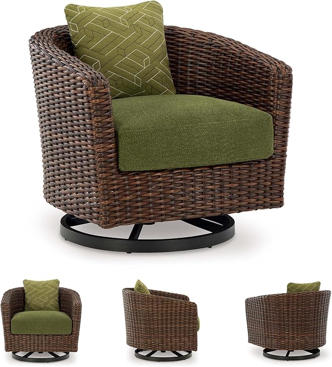 Signature Design by Ashley Horizon Hall Casual Outdoor Weather Resistant Swivel Lounge Chair with Removable Cushion - Photo 6