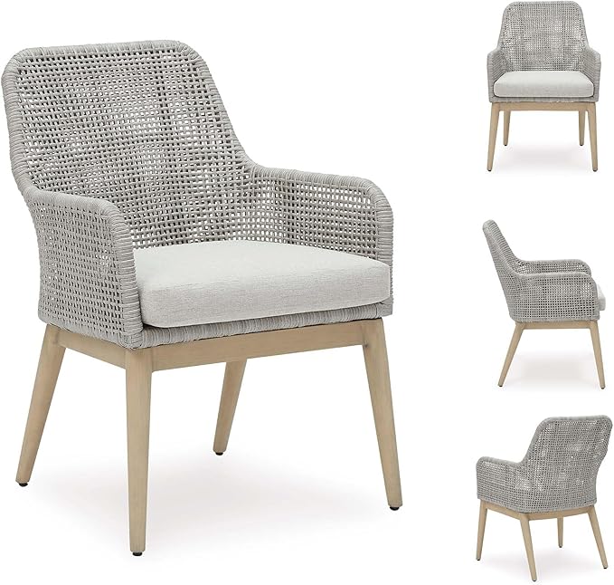 Signature Design by Ashley Seton Creek Cottage Nuvella Weather Resistant Fabric Outdoor Dining Arm Chair with Cushion - Photo 6