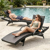 80.3" Chaise Lounge Outdoor Set of 6, Wicker Pool Lounge Chairs Outdoor with Pull-Out Side Table - Photo 3