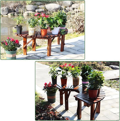 Tree Bench Wrap Around, Outdoor Patio Garden Porch Curved Bench, Wood Outdoor Benches Weatherproof, Wooden Semicircular Park Benches for Outside