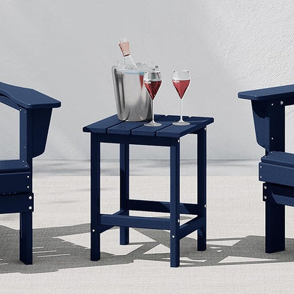 Costaelm 4-Piece Set Outdoor/Patio Poly Adirondack Chairs with a Coffee and a Side Table (2 Seater), Navy Blue