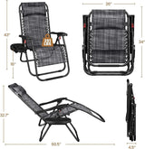 Yaheetech Zero Gravity Recliners Outdoor Adjustable Folding Reclining Lounge Chairs w/Pillows - Photo 3