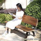 Outdoor Garden Bench, Metal Bench, Patio Wood Bench Park with Backrest, Bench Chair - Photo 7