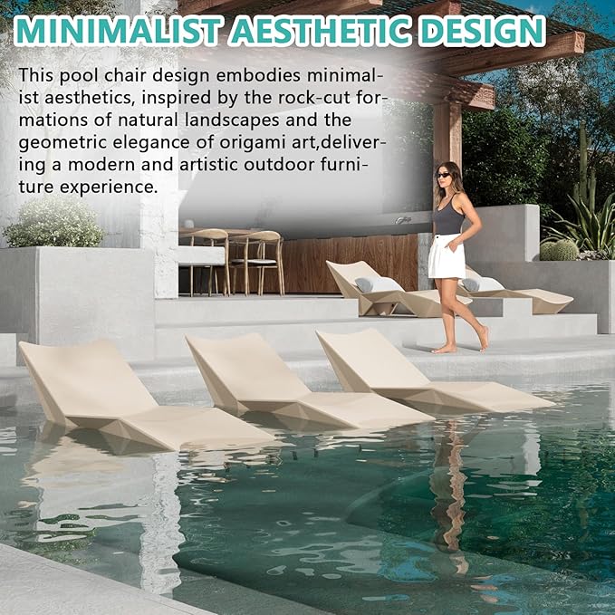 Ergonomic Pool Lounger, Water Chaise with Weight Box, in-Pool Lounge Chair for Shallow Water, Easy Assembly - Photo 8
