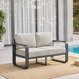 CHITA Aluminum Outdoor Loveseat Sofa, Patio Furniture with 6.3in Thick High-Resilient Cushions & 100% Aluminum Frame - Photo 1