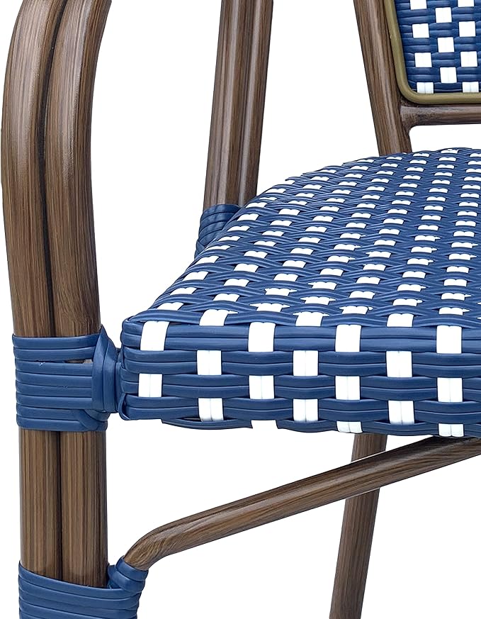 Christopher Knight Home Brianna Bistro Chairs, Navy Blue + White + Brown Wood - Photo 9