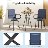 Tangkula Outdoor Swivel Bar Stools Set of 2, Bar Height Tall Patio Chairs with Armrests & High Back - Photo 8