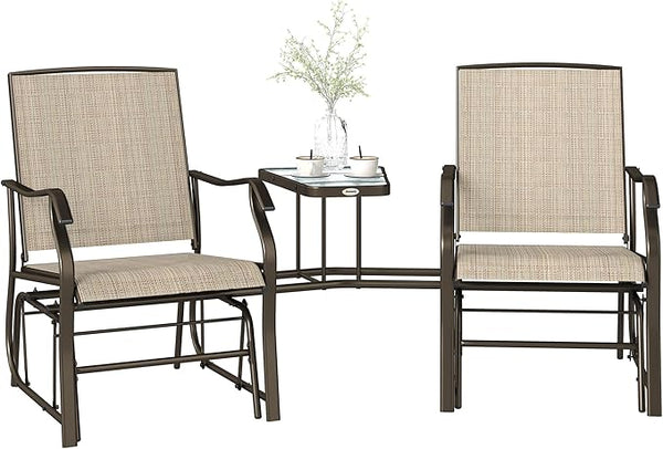 Outsunny Outdoor Glider Chairs with Coffee Table - Photo 1