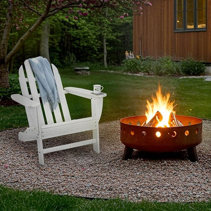 Hanover Classic Adirondack Chair, All-Weather HDPE Outdoor Furniture, Eco-Friendly, Durable Outdoor Patio Seating, White