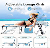 NUU GARDEN Folding Chaise Lounge Chair, Adjustable 5 Position Recliner with Face Hole and Pillow - Photo 5