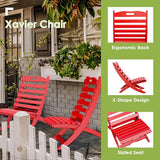 GREENVINES Folding Wave Chairs Set of 2 | Xavier | Portable Adirondack Chair | HDPE | All Weather | Red - Photo 3