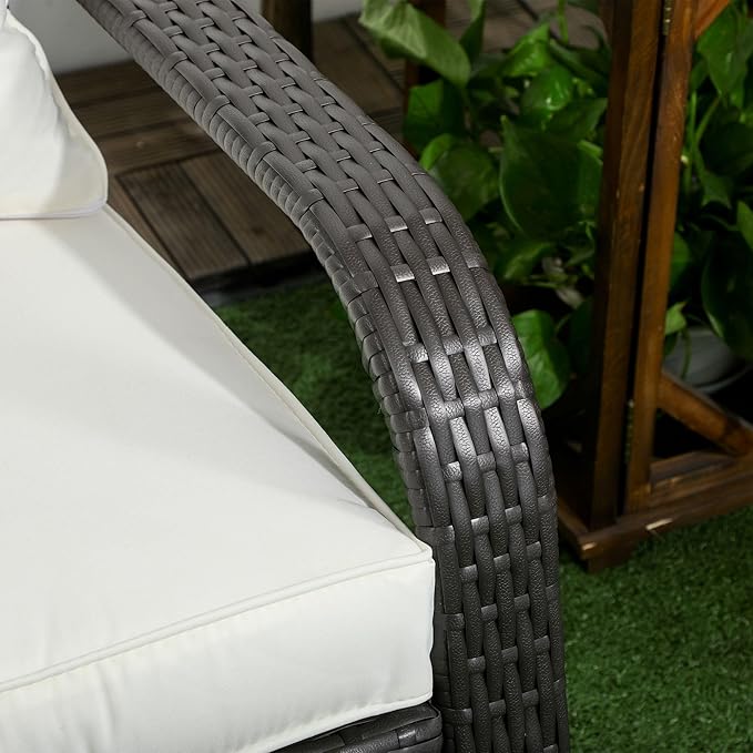 Outsunny Patio Wicker Adirondack Chair, Outdoor All-Weather Rattan Fire Pit Chair w/Soft Cushions - Photo 8