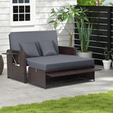 LDAILY Moccha Outdoor Daybed, Wicker Loveseat Sofa Set with 4-Postion Adjustable Backrest, Storage Ottoman, Cushions - Photo 1