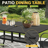 Betterland Patio Rectangular Dining Table 60" x 37" Outdoor Metal Steel Frame & Slat Tabletop with 1.57" Umbrella Hole - Photo 5