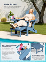 KINGYES Adjustable Folding Adirondack Chair with Footrest & 4-in-1 Multi-Functional Armrest Organizer - Photo 4