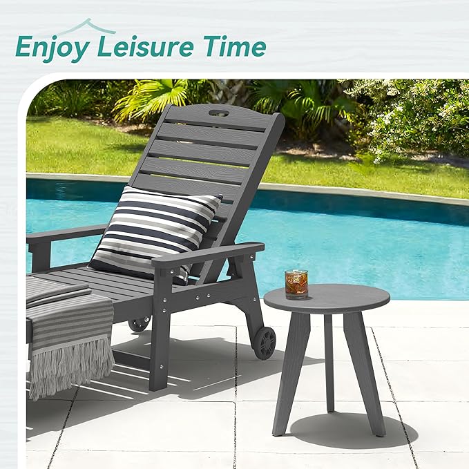 HDPS Outdoor Side Table, Small Round Side Table Weather-Resistant, Outdoor Side Tables for Patio, Porch, Deck - Photo 2