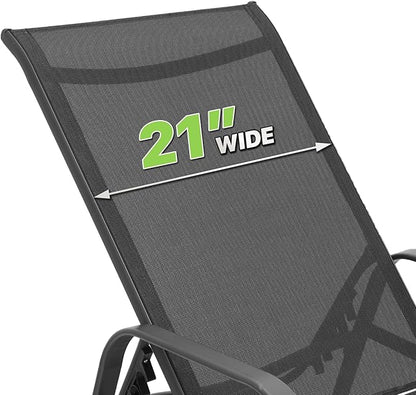Magshion Outdoor Chaise Lounge Chair Set of 2, Patio Pool Lounger Chairs with 5 Position Adjustable Backrest, Tanning Recliner for Sunbathing, Beach, Deck, Lawn, Yard, Balcony, Poolside, Black