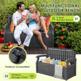 Greesum 80 Gallon Outdoor Storage Bench, Resin Patio Furniture with Armrest, Waterproof and UV-Resistant - Photo 4