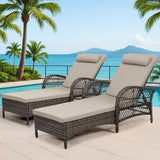 Outdoor Chaise Lounge Chair Set of 2, PE Wicker Recliner Patio Reclining Sunbathing Chair with Cushion - Photo 1