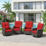4 Piece Outdoor Swivel Rocker Patio Chairs Set, Patio Chairs Set of 4 with Thickened Olefin Cushions - Photo 9