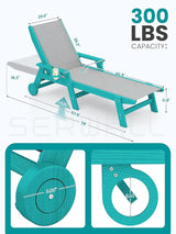 SERWALL Patio Chaise Lounge Chair, 5 Positions Outdoor Lounger for Pool - Photo 2