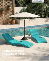 in-Pool Lounge Chairs Set of 2, Folding HDPE Pool Chairs Anti-Floating No Sandbags with Cup Holder & Handles - Photo 9