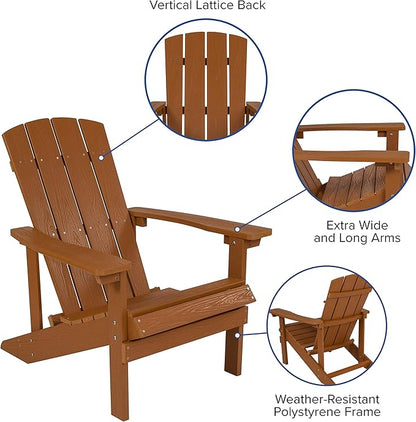 EMMA + OLIVER Outdoor Teak All-Weather Poly Resin Wood Adirondack Chair