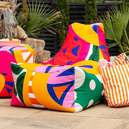Jaxx Juniper Outdoor Bean Bag Patio Chair, Zuri Multicolor Pattern