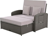 Outdoor Rattan Double Chaise Lounge, 2-Person Reclining Sunbed with 3-Height Adjustable Back - Photo 8