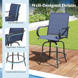 Tangkula Outdoor Swivel Bar Stools Set of 4, Bar Height Tall Patio Chairs with Armrests & High Back - Photo 7