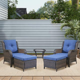 Rilyson Wicker Patio Furniture Set - 5 Piece Rattan Outdoor Sectional Conversation Sets with 2 Chairs - Photo 2