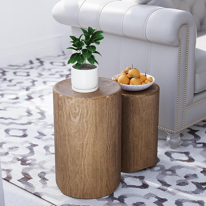 SUNBURY Concrete Side Table Set of 2, Outdoor Side Table Nesting for Patio - Photo 1