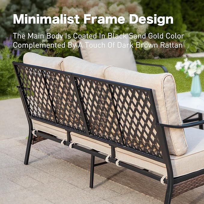 Metal Patio Furniture Sofa with 5.75" Extra Thick Cushion - Photo 6